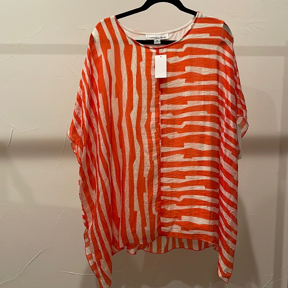 Caroline Rose geometric pattern top NWT 1X
